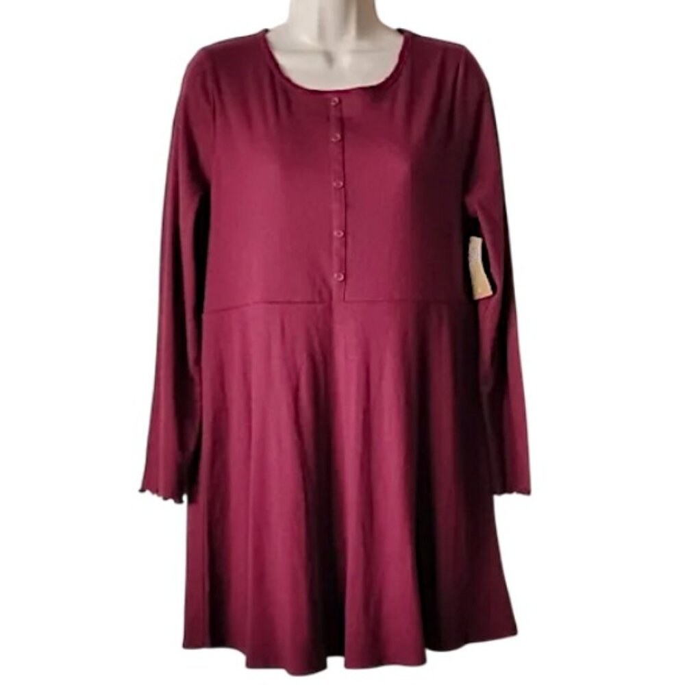 NWT Thereabouts Plus Rib Knit Tunic Mini Dress 3XL Burgundy Merlot Purple